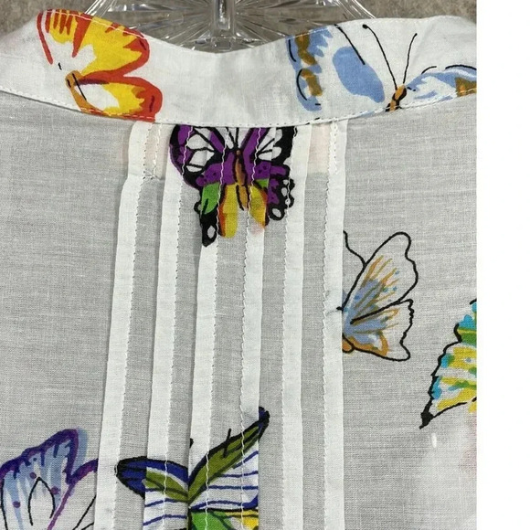 New LA Cera 100% Cotton Colorful Butterfly Design Top Size Medium (M) - Picture 6 of 10